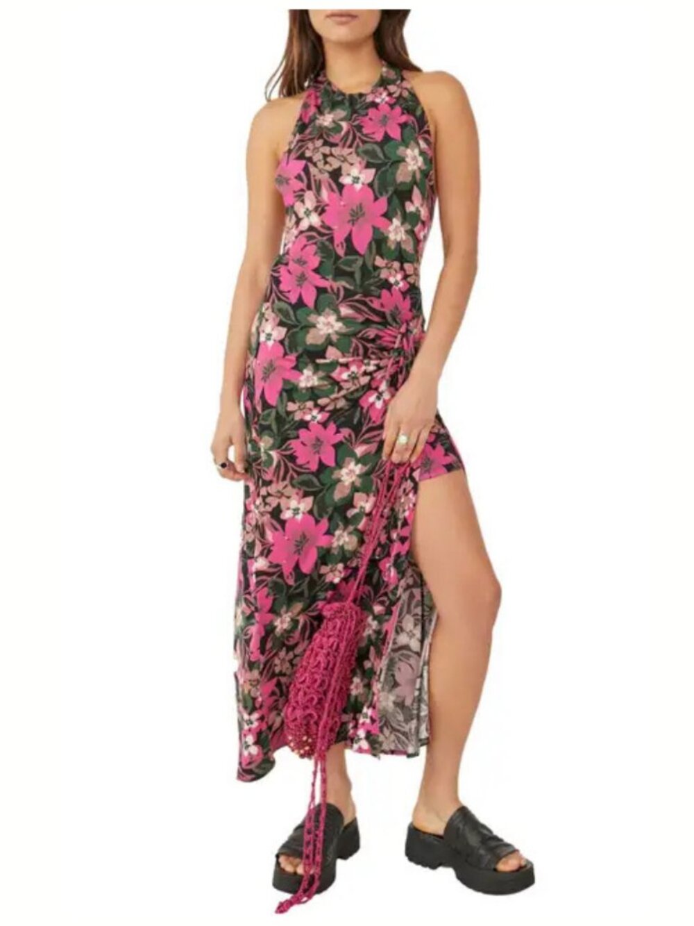 Free People Mimi Floral Racerback Cutout Tank Maxidresz